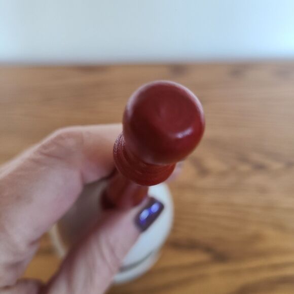 Vintage Giftco Christmas Porcelain "Seasons Greetings" Dinner Bell Skating Goose - Picture 10 of 10